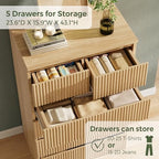 Jocoevol Fluted 6 Drawer Dresser for Bedroom, Modern Wood Chest of Drawers, Tall Storage Dresser with Deep Drawers, Handleless Floor-Standing Dresser for Bedroom, Living Room, Entryway, Natural Oak - Image 5
