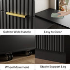 MAISONARIA L-Shaped Rotatable 9 Drawer Dresser for Bedroom, 71" Wide Deformable Black Dresser with Gold Metal Handles, Modern Fluted Chest of Drawers for Bedroom, Living Room, Entryway, Hallway - Image 3