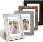 Hongkee 4x6 Picture Frame Set of 4, Made of Real Glass and Multicolour Frame, 4 by 6 Photo for Wall or Tabletop - Display Picture 3.5x5 with Mat or 4x6 Without Mat by Hongkee