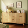 Bonnlo Fluted Dresser,57" Fluted Wide Modern Dresser with Metal Handle, Chest of Drawers, Curved Profile Design, Wood 9 Drawer Organizer for Bedroom, Natural Oak by Bonnlo