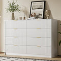 Furniway White 8 Drawer Dresser for Bedroom, Modern Dresser with Smooth Slides, Wide Chest of Drawers with Golden Handles for Bedroom, Living Room, Closet, 15.7" D x 55" W x 37.4" H by Furniway