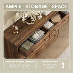 Dresser for Bedroom, 8 Drawer Dresser with Large Drawers, 51 Inch Wide Wood Chest for Living Room, Hallway, Walnut - Image 3