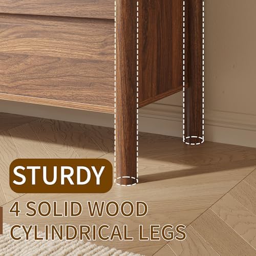 CHUWELL 45" Tall Walnut 5 Drawer Dresser for Bedroom with Solid Wood Legs - Image 4