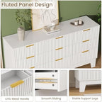 GarveeHome 59" Wide Fluted 9 Drawers Dresser, White - Image 4