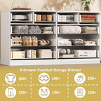 55.1" Wide Fluted 10 Drawer Dresser for Bedroom, White - Image 5