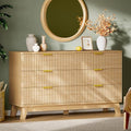 Xixini Fluted Dresser with 6 Drawers, 54" Wide Modern Chest of Drawers with Metal Handle, Wooden Dresser TV Stand, Wood Closet Clothes Storage Organizer for Bedroom, Living Room, Hallway, Natural Oak by Xixini