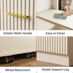 MAISONARIA L-Shaped Rotatable 9 Drawer Dresser for Bedroom, 71" Wide Deformable Beige Dresser with Gold Metal Handles, Modern Fluted Chest of Drawers for Bedroom, Living Room, Entryway, Hallway - Image 3