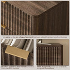 63" Wide Fluted 9 Drawers Dresser for Bedroom,Curved Edge,Walnut - Image 7