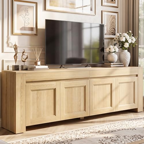 YITAHOME 70 Inch TV Stand with Storage Doors for up to 80" TVs, Natural Oak by YITAHOME