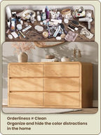 Modern 54" Wide 6 Drawers Dresser with Curved Profile Design,Oak - Image 5