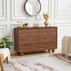 Modern 6 Drawer Dresser for Bedroom, 48" Wooden Chest of Drawers, Walnut - Image 3
