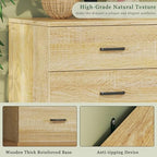 HUAHUU 9 Drawer Dresser for Bedroom, 60'' Long Mid Century Modern Dressers TV Stand, Wood Vintage Chests of Drawers, Large Storage Organizer for Bedroom, Closet, Entryway, Natural Oak - Image 6