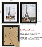 Hongkee 8x10 Picture Frame Set of 4, Made of Real Glass and Rustic Black Wooden Frame, 8 by 10 Photo for Wall or Tabletop - Display Picture 5x7 with Mat or 8x10 Without Mat - Image 2