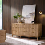T4TREAM 63" Wide Fluted 9 Drawer Dresser for Bedroom, Natural Oak - Image 3