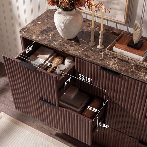 Fluted 7 Drawer Dresser for Bedroom, 54"W Wooden Dressers & Chest of Drawer - Image 5