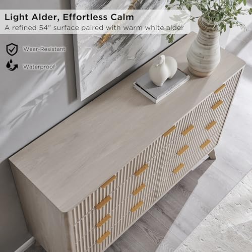 T4TREAM 54" Wide Fluted 9 Drawer Dresser for Bedroom, White Alder - Image 4