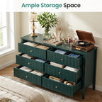 RoyalCraft 6 Drawer Dresser, Fluted Modern Wood Chest of Drawers, Long Dresser for Bedroom TV Stand Storage Cabinet for Living Room, Green - Image 3