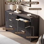 47" Fluted 6 Drawer Dresser for Bedroom, Living Room, Entryway Black Walnut - Image 3
