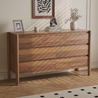 CHUWELL 47.2" Wide Walnut 6 Drawer Dresser for Bedroom with Solid Wood Legs - Image 6