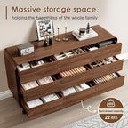 Nasonet 9 Drawer Dresser for Bedroom, 55'' Wide Mid Century Modern Wood Chest of Drawers, Large Storage Drawer Dresser TV Stand, Walnut - Image 5