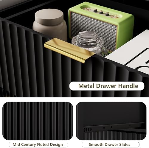 HUANLEGO 48" W Tall Fluted Dresser for Bedroom with 8 Drawer, Black - Image 3