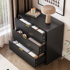 MAISONARIA Black Fluted Dresser for Bedroom, 32 Inch Wide Nightstand with Large Drawer, 3 Drawer End Table for Bedroom, Living Rooms, Offices, and Entryways - Image 3