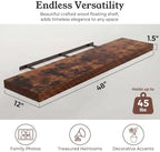 48" Rustic Brown Floating Shelves 12inch Deep Wall Shelf, Set of 1 - Image 2
