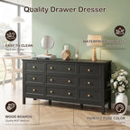 CARPETNAL 59" Black Dresser for Bedroom with 9 Drawer & Modern Gold Handles - Image 6
