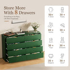 Furniway Green Dresser for Bedroom, Modern Dresser with 8 Drawers and Smooth Slides, Wide Chest of Drawers with Golden Handles for Bedroom, Closet, 15.7" D x 55" W x 37.4" H - Image 5