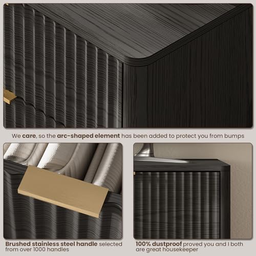 47" Wide Fluted 6 Drawers Dresser for Bedroom,Curved Edge,Black - Image 5