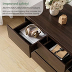 Jocoevol Modern Brown 7 Drawer Dresser for Bedroom, Simply Chest of Drawers, Wood Storage Dresser with Deep Drawers for Living Room Hallway Entryway, Brown - Image 6