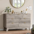 Wodeer 7 Drawer Fluted Dresser for Bedroom, Mid Century Modern Wooden Dresser with 7 Drawers, Dressers & Chests of Drawers with Metal Handle, TV Stand & Storage Organizer for Entryway, Hallway, Grey by WODEER