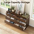 Gyfimoie 55" W Walnut Fluted 6-Drawer Dresser for Bedroom w/Power Outlet - Image 5