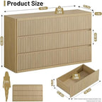 Standifurno Fluted 9 Drawers Dresser, 57" Wide Dresser for Bedroom, Modern Chest of Drawers with Curved Profile, Handleless, Wood Large Dressers TV Stand with Organizer Storage, Living Room, Natural - Image 2