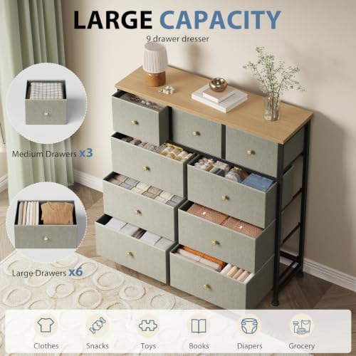DUMOS 9 Drawer Dresser for Bedroom, Storage Organizer Chest of Drawers - Image 4