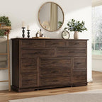 jiteentarou Farmhouse 12 Drawer Dresser for Bedroom,63” Wood Dresser & Chest of Drawers with Power Outlets,Large & Wide Dressers for Bedroom,Tall Storage Dresser Organizer(Rustic Brown) by jiteentarou