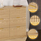 60.3" Wide Fluted 9 Drawer Dresser for Bedroom, Natural - Image 4