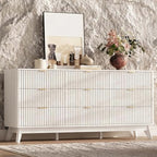 54" Wide Fluted 7 Drawers Dresser for Bedroom,Curved Edge,White - Image 7