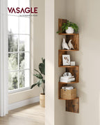 VASAGLE Corner Shelf Wall Mount, 5-Tier Floating Corner Bookshelf - Image 2