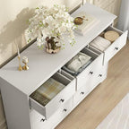 55 Inch Wide White Dresser for Bedroom, 9 Drawer Dresser with Large Drawers, Wood Chest for Living Room, Hallway - Image 7