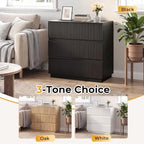 Karl home Black 3 Drawer Fluted Nightstand, Modern Storage Chest of Drawers - Image 6