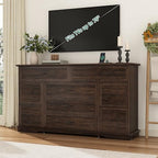 jiteentarou Farmhouse 9 Drawer Dresser for Bedroom,63” Wood Dresser & Chest of Drawers with Power Outlets,Large & Wide Dressers for Bedroom,Tall Storage Dresser Organizer(Rustic Brown) - Image 6