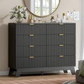 Wodeer 8 Drawer Fluted Dresser for Bedroom, Mid Century Modern Dresser with 8 Drawers, Dressers & Chests of Drawers with Metal Handle, TV Stand & Storage Organizer for Entryway, Hallway, Black by WODEER