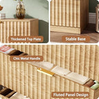47.2" Wide Fluted 6 Drawer Dresser for Bedroom, Natural - Image 4