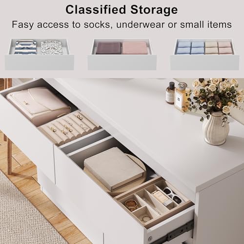 Jocoevol White 8 Drawer Dresser for Bedroom (15.3" D x 55.2" W x 32.3" H) - Image 5
