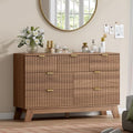 Wodeer 7 Drawer Fluted Dresser for Bedroom, Mid Century Modern Wooden Dresser with 7 Drawers, Dressers & Chests of Drawers with Metal Handle, TV Stand & Storage Organizer for Entryway, Hallway, Walnut by WODEER