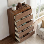 Walnut Fluted 5 Drawer Dresser for Bedroom,47" Tall Modern Chest of Drawer - Image 3