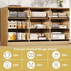 60.3" Wide Fluted 9 Drawer Dresser for Bedroom, Natural - Image 6