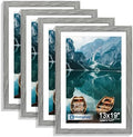 Hongkee 13x19 Picture Frame Set of 4, 13 x 19 Grey Wood Style(Mat 11x17) by Hongkee