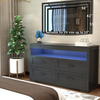 Wodeer Black Dresser for Bedroom, Wood 4 Drawer Dresser with LED Light, Dressers & Chests of Drawers with Metal Handles, Storage and Organization for Bedroom, Hallway, Entryway - Image 3